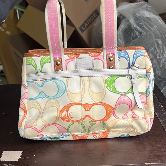 Authentic coach rainbow colored purse